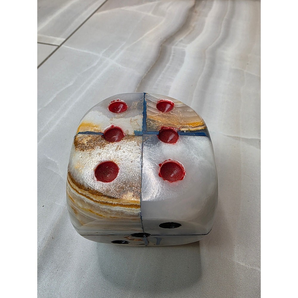 Vintage Hand Carved Onyx Stone Dice Paperweight Decorative Bookend 3 Inch C2